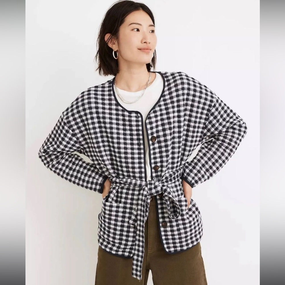Madewell (Re)sourced Gingham Quilted Tie Jacket